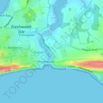 Topografisk kort Afton, højde, terræn