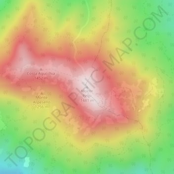 Topografisk kort Monte Pelpi, højde, terræn