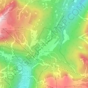Topografisk kort Campo Carlo Magno, højde, terræn