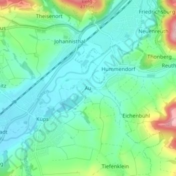 Topografisk kort Au, højde, terræn