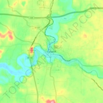 Topografisk kort Corydon, højde, terræn