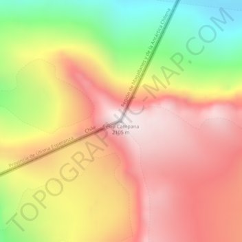 Topografisk kort Cerro Campana, højde, terræn