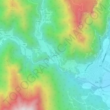 Topografisk kort Valoje, højde, terræn