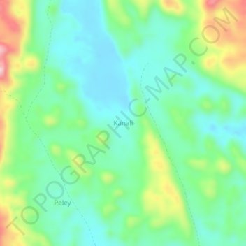 Topografisk kort Kanali, højde, terræn