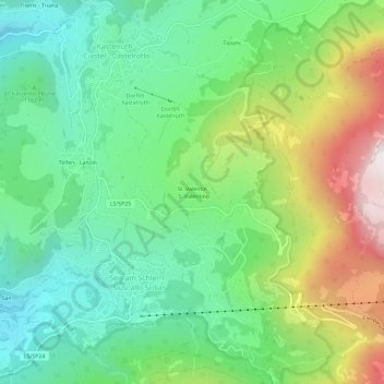 Topografisk kort St. Valentin - S. Valentino, højde, terræn