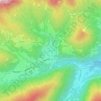 Topografisk kort Caviola, højde, terræn