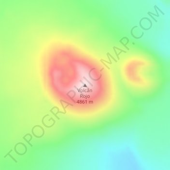 Topografisk kort Volcán Rojo, højde, terræn