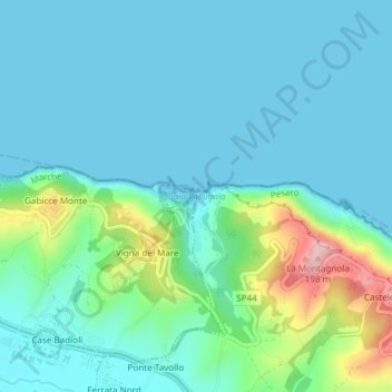 Topografisk kort Baia Vallugola, højde, terræn