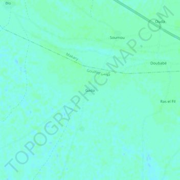 Topografisk kort Gada, højde, terræn