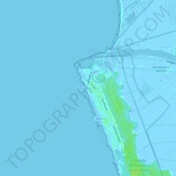 Topografisk kort Marina di Pisa, højde, terræn
