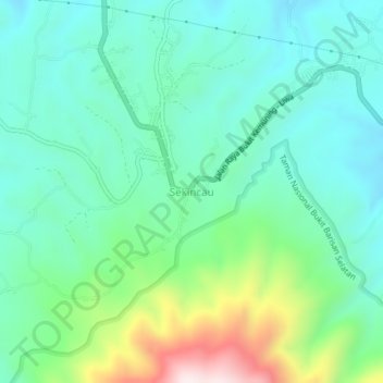 Topografisk kort Sekincau, højde, terræn