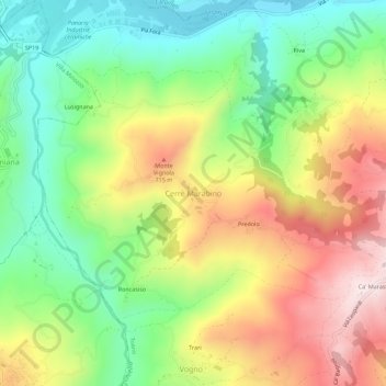 Topografisk kort Cerrè Marabino, højde, terræn