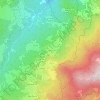 Topografisk kort Boccassuolo, højde, terræn