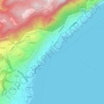Topografisk kort Gargnano, højde, terræn