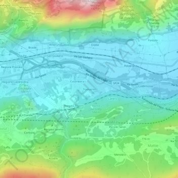 Topografisk kort Traduerivi, højde, terræn