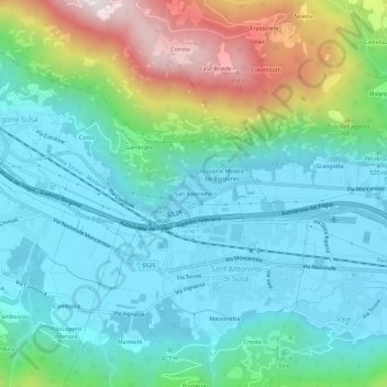 Topografisk kort San Valeriano, højde, terræn