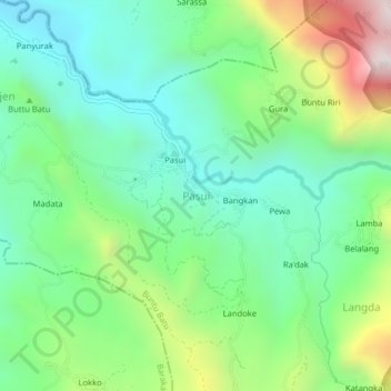 Topografisk kort Pasui, højde, terræn