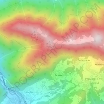 Topografisk kort Le Corne, højde, terræn