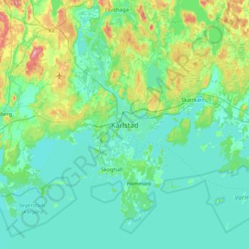 Topografisk kort Karlstad, højde, terræn