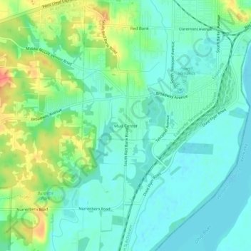Topografisk kort Mud Center, højde, terræn