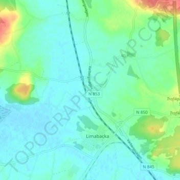 Topografisk kort Väröbacka, højde, terræn