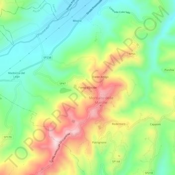 Topografisk kort Fonte d'Ercole, højde, terræn