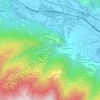 Topografisk kort Castellaro, højde, terræn
