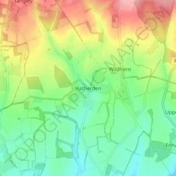 Topografisk kort Hatherden, højde, terræn
