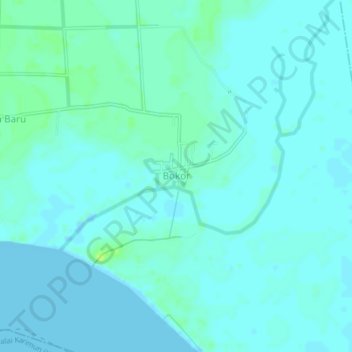 Topografisk kort Bokor, højde, terræn