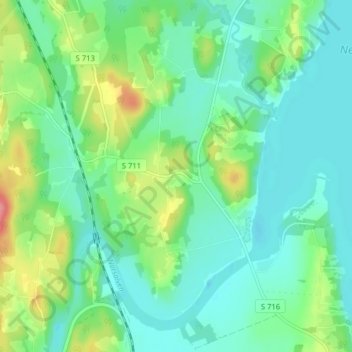 Topografisk kort Trångstad, højde, terræn