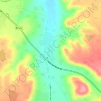 Topografisk kort Cerro Dragón, højde, terræn