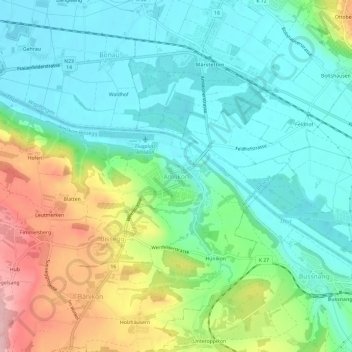 Topografisk kort Amlikon, højde, terræn
