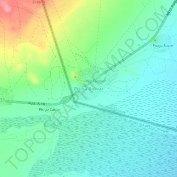 Topografisk kort Pisiga Bolívar, højde, terræn