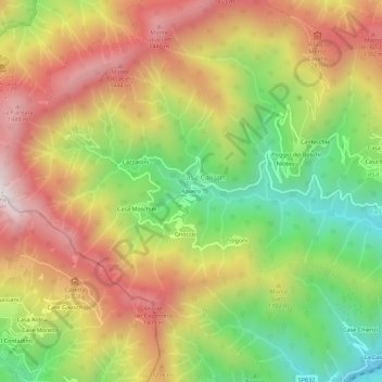 Topografisk kort Roversi, højde, terræn