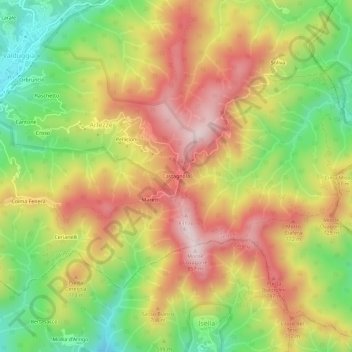 Topografisk kort Castagnola, højde, terræn
