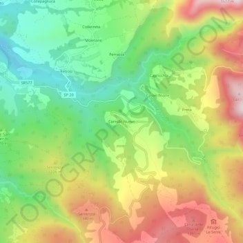 Topografisk kort Cornillo Nuovo, højde, terræn