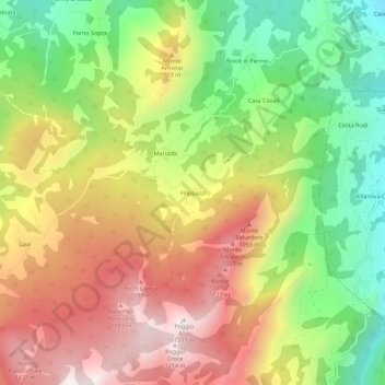 Topografisk kort Filippazzi, højde, terræn