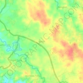 Topografisk kort Buha, højde, terræn