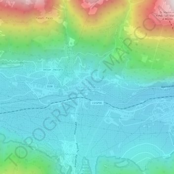 Topografisk kort Goldrain - Coldrano, højde, terræn