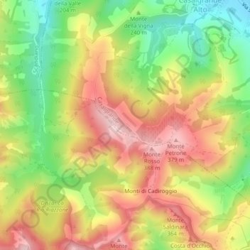 Topografisk kort La Riserva, højde, terræn