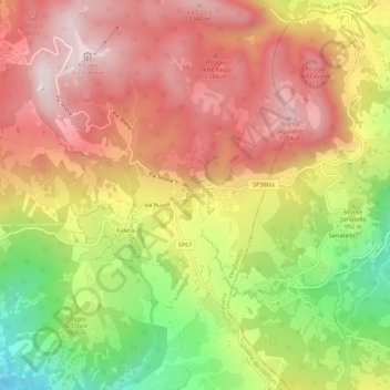 Topografisk kort Balze, højde, terræn
