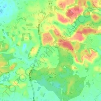 Topografisk kort Brorfelde, højde, terræn