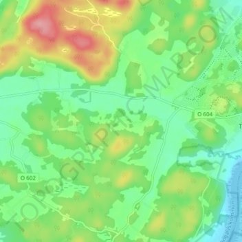 Topografisk kort Synneröd, højde, terræn