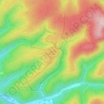 Topografisk kort Hohe Wart, højde, terræn