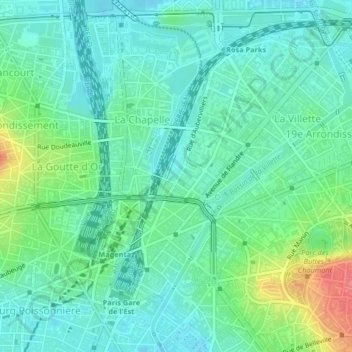 Topografisk kort Bataille de Paris, højde, terræn