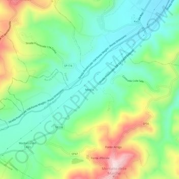 Topografisk kort Moglie, højde, terræn