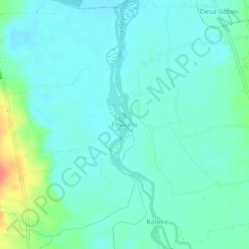 Topografisk kort Pewunu, højde, terræn