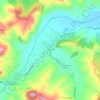 Topografisk kort Villanova, højde, terræn