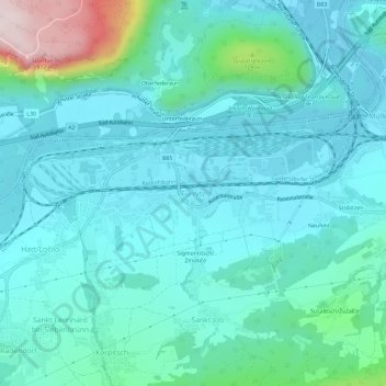 Topografisk kort Fürnitz, højde, terræn