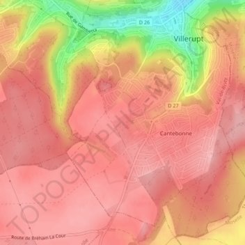 Topografisk kort Saleille, højde, terræn